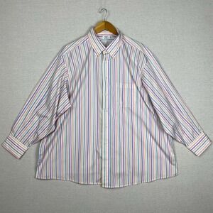 Vtg Maus & Hoffman Button Down Mens XXL Long Sleeve Stripe Pastel USA Made Prep